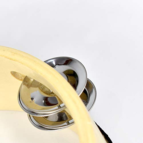 Tambourine Hand Bell Double Row Jingles Music Persuccion Church (8 Inch, Dove)