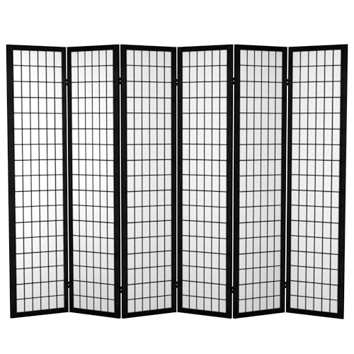 Oriental Furniture 6 ft. Tall Canvas Window Pane Room Divider - Honey - 4 Panels
