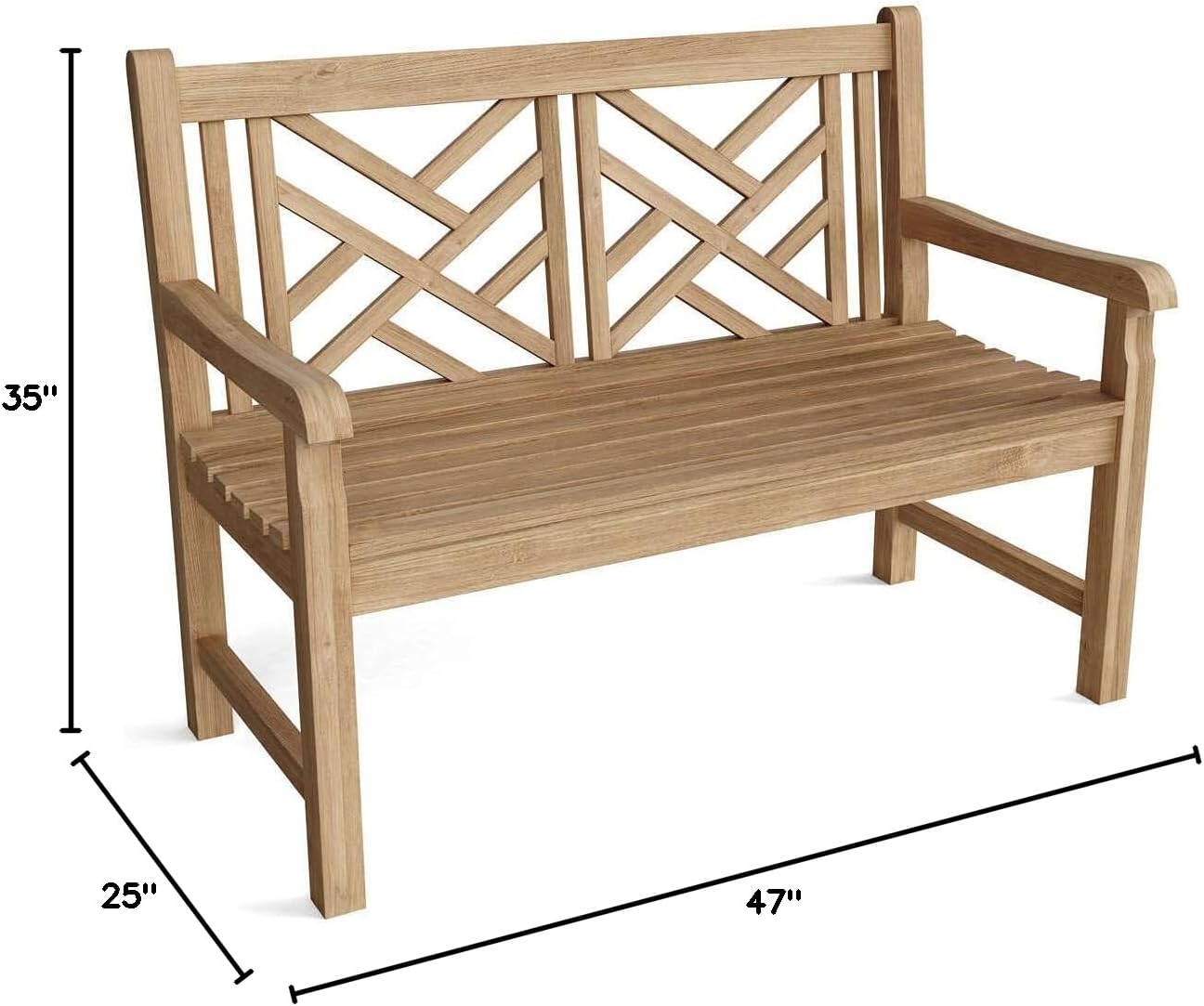 Anderson Teak BH-121 Vilano 2-Seater Bench, Honey Gold Teak