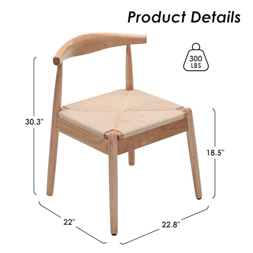 Soohow Dining Chairs Set of 2, Mid Century Modern Kitchen & Dining Room Chairs for Dining Room, Woven Rope Dining Table Chairs with Solid Wood Legs,