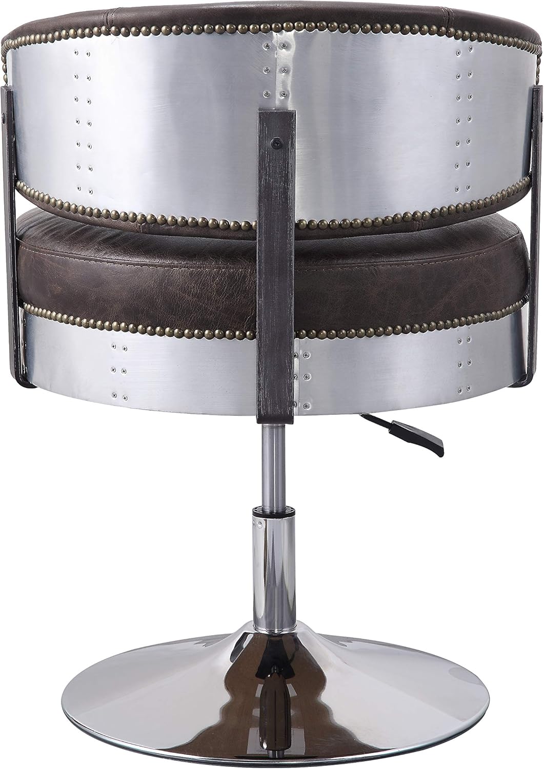 Acme Furniture Brancaster Adjustable Chair with Swivel in Distress Chocolate Top Grain Leather & Chrome