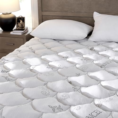 Queen Rayon made from Bamboo Waterproof Mattress Pad Cover, Soft Breathable Cooling Mattress Pad Cover, Waterproof Mattress Protector Stretches up to 21” Deep Pocket Tightly Fitted Mattress Protection