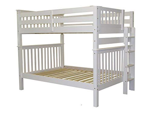 Bedz King Bunk Beds Full over Full Mission Style with End Ladder, Gray