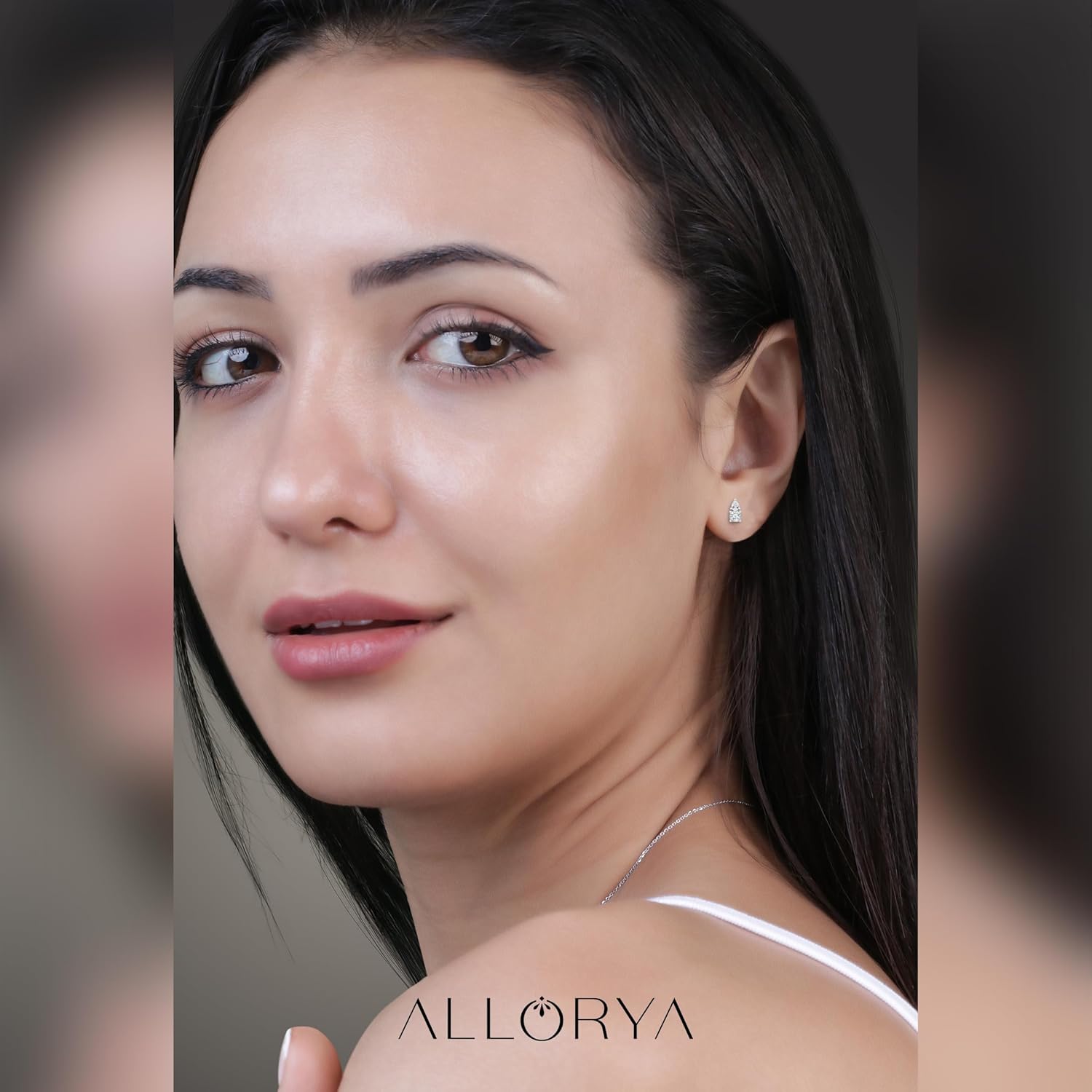 Cushion & Pear Lab Grown White Diamond 2 Stone Stud Earrings for Her in 925 Sterling Silver in Push Back