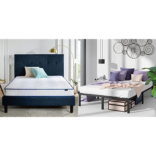 ZINUS 6 Inch Essential Innerspring Mattress / Medium Firm Feel / CertiPUR-US Certifie and Yelena 14 Inch Metal Platform Bed Frame / Steel Slat Support / No Box Spring Needed / Easy Assembly, Twin