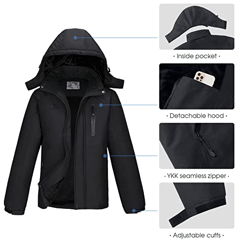 CAMEL CROWN Men's Mountain Waterproof Ski Jackets Warm Winter Snow Coat with Detachable Hood Windproof Rain Jacket