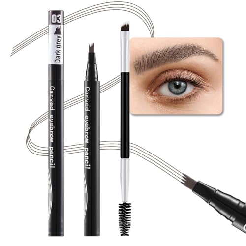 Kaely Microblading Eyebrow Pen with Brow Brush,Magical Precise Waterproof Brow Pen,Suake Eyebrow Contouring Pen,4 Tip Eye Brow Pencils for Women,Creates Natural Brows,Sponge Head 01 Light Brown