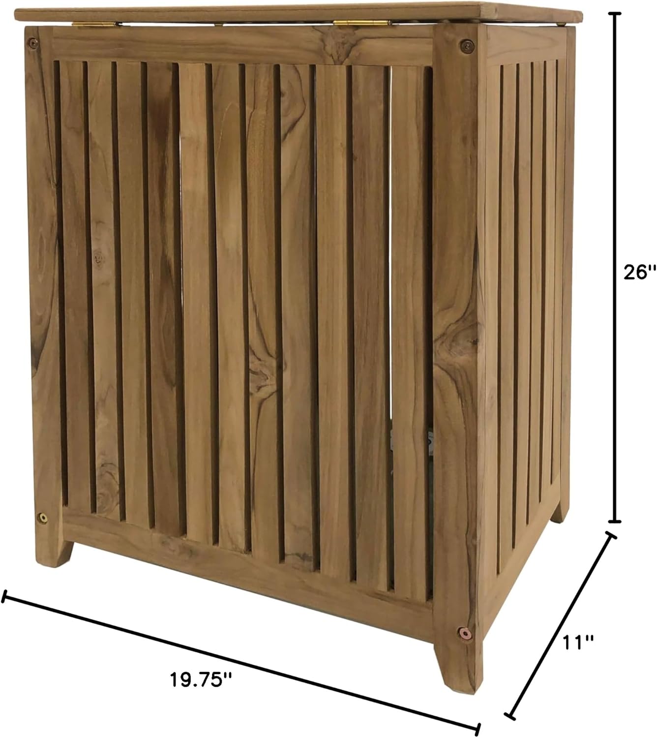 Genuine Teak Spa Style Hamper, Top Load Double Hinged Lid
