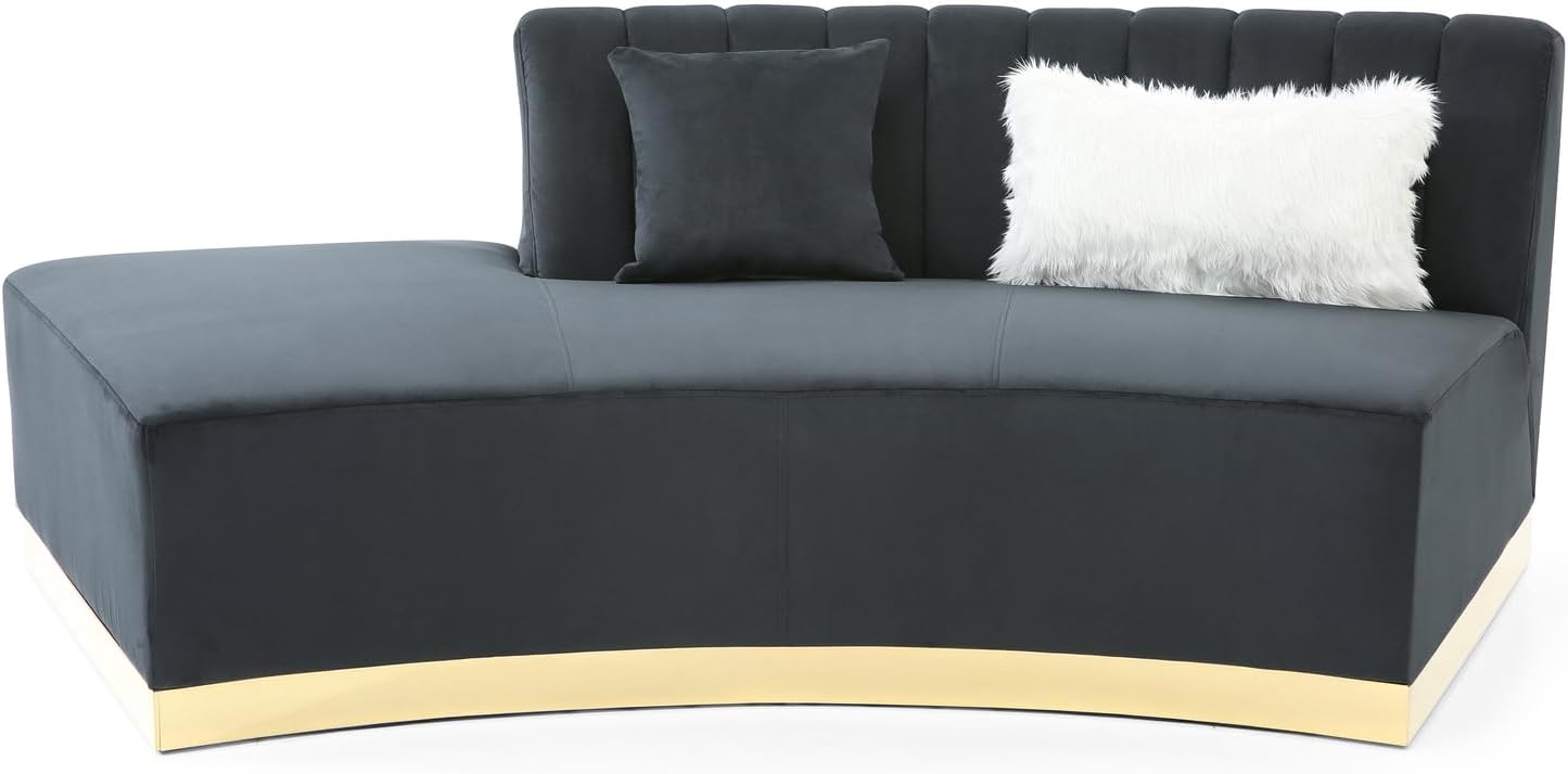 Brentwood Armless Velvet Curved Sofa in Black PF-G0433-SCH