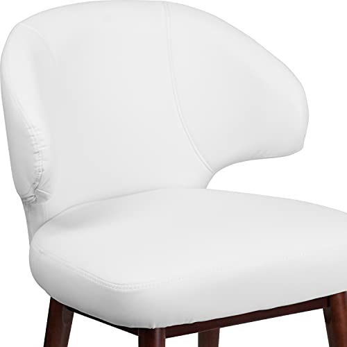 EMMA + OLIVER Brown LeatherSoft Side Reception Chair with Walnut Legs