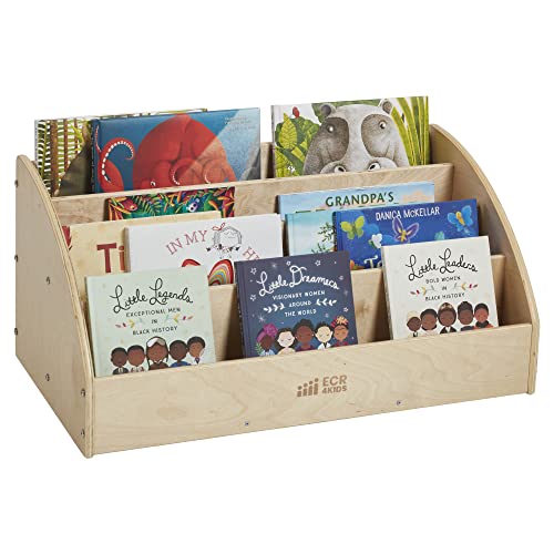 ECR4Kids Toddler Book Display, Beginner Bookshelf, White Wash