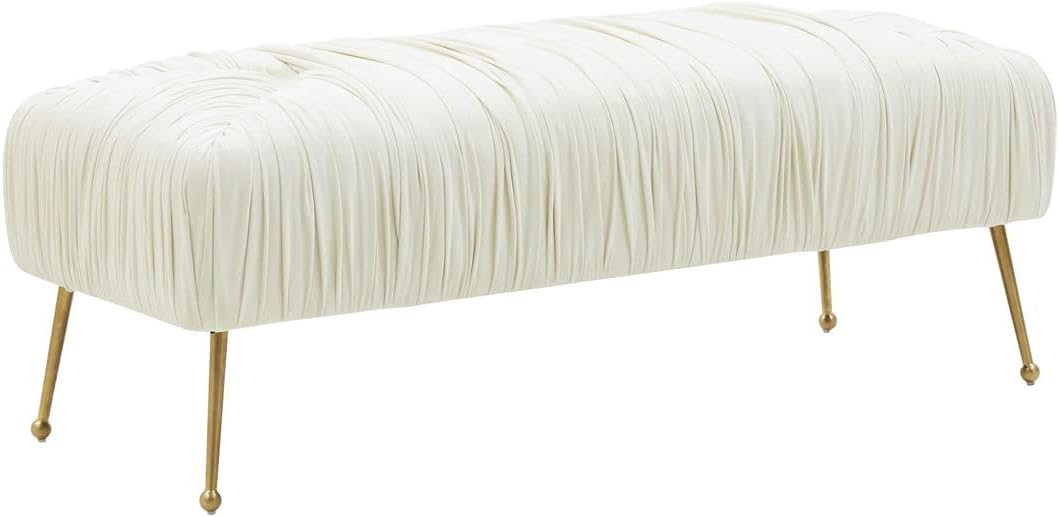 TOV Furniture Jessica Cream Velvet Bench