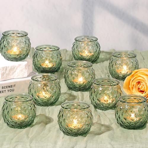 Gold Votive Candle Holders Set of 24- Round Glass Candle Holders Bulk for Table Centerpiece, Tea Lights Candle Holders for Wedding Shower, Party, Home Decor