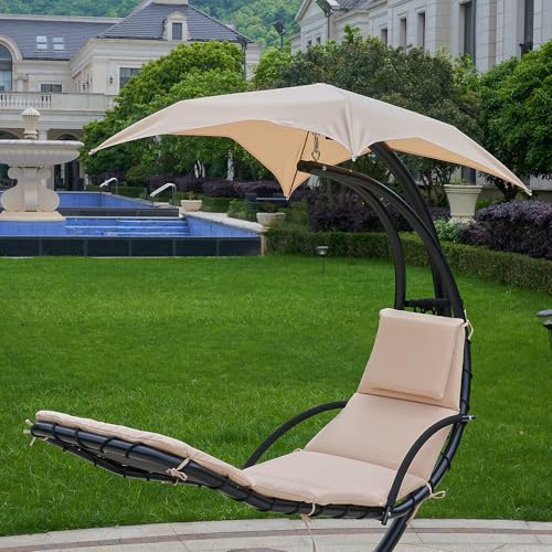 Replacement Cushion and Umbrella for Outdoor Hanging Lounge Chair for Chaise Hanging Hammock Chair (Blue)