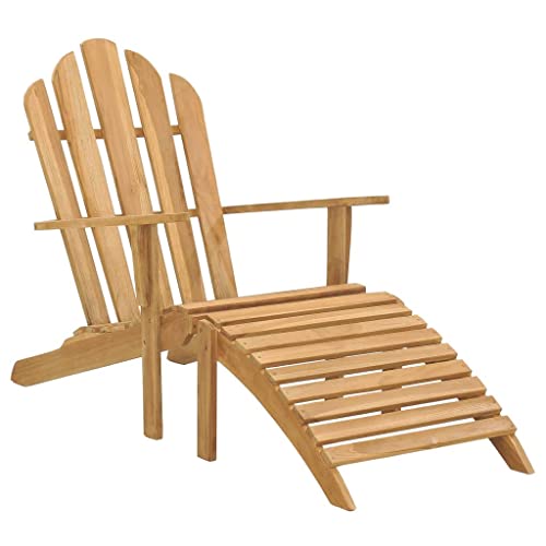Adirondack Chair with Footrest Solid Teak Wood,Teak Adirondack Chair for Outdoor Garden Patio Furniture with Wide Arms and High Backrest