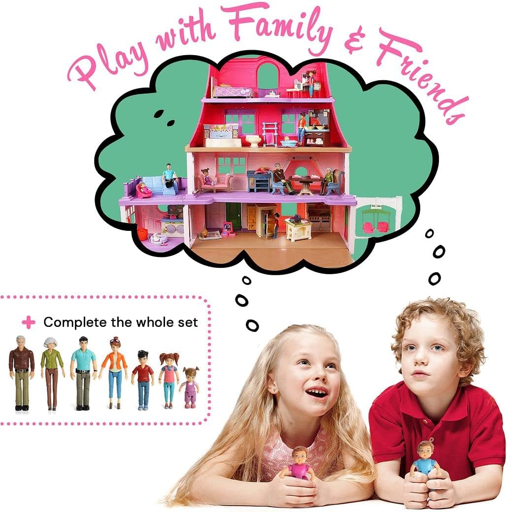 Beverly Hills Sweet Li'l Family Dollhouse People Action Figures Set of Baby Twins, Boy and Girl