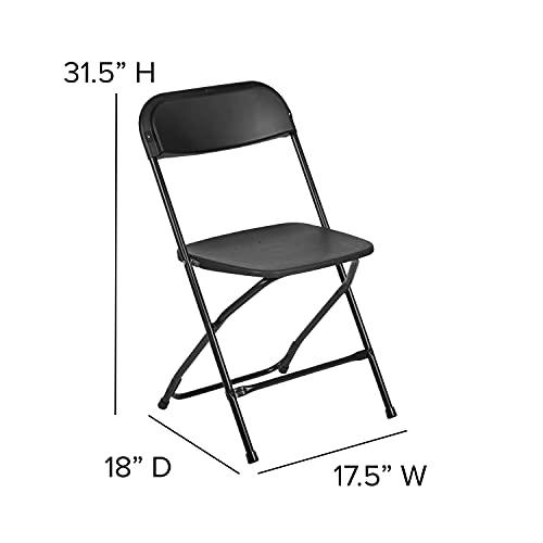 EMMA + OLIVER Set of 10 Plastic Folding Chairs - 650 LB Weight Capacity Lightweight Stackable Folding Chair in White