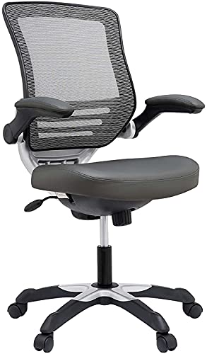 Modway Edge All Mesh Office Chair In Gray With Flip-Up Arms - Perfect For Computer Desks