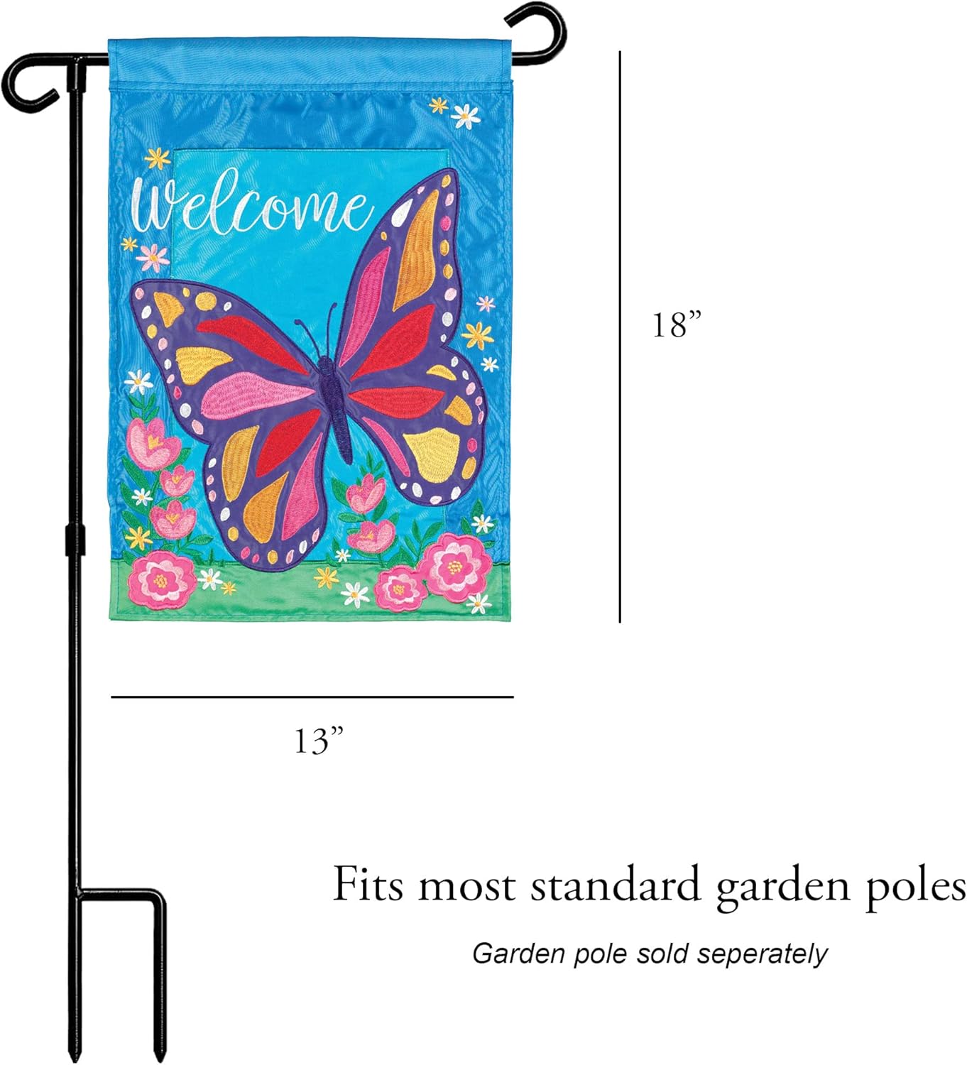 Magnolia Garden Welcome Large Butterfly 13 x 18 Inch Polyester Garden Flag