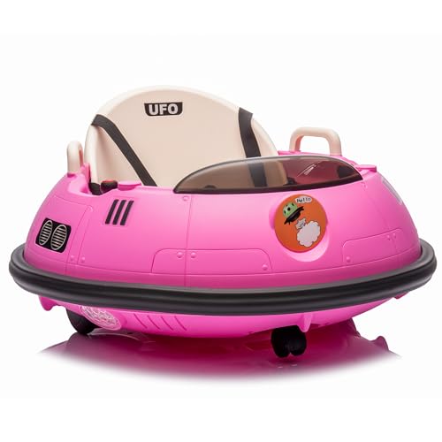 12V Bumper Car for Toddlers, Kids Ride on Baby Bumper Car, with Remote Control, Horn, Lights, Holiday/Birthday for Boys & Girls，Pink