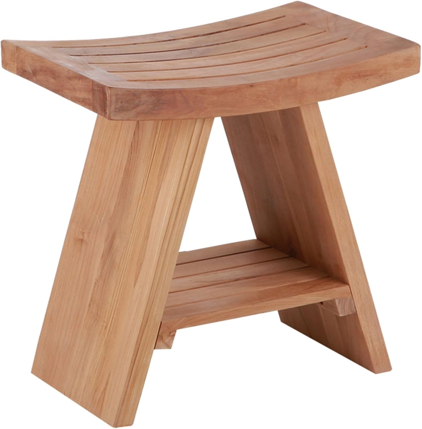 NORDIC STYLE TEAK Shower and Bath Stool, Teak Wood Shower Bench, Indoor and Outdoor Use 17.7