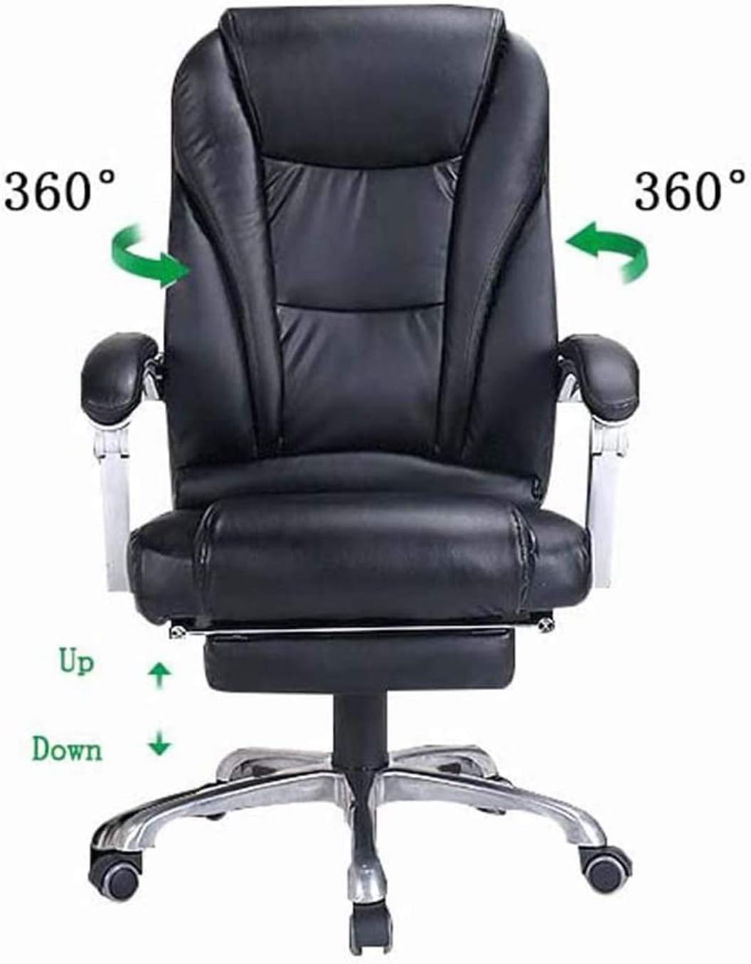 Boss Chair High Back Office Chair Computer Desk Chair 360° Swivel Task Chair with Arms and Footrest PU Leather Ergonomic Office Chairs Black