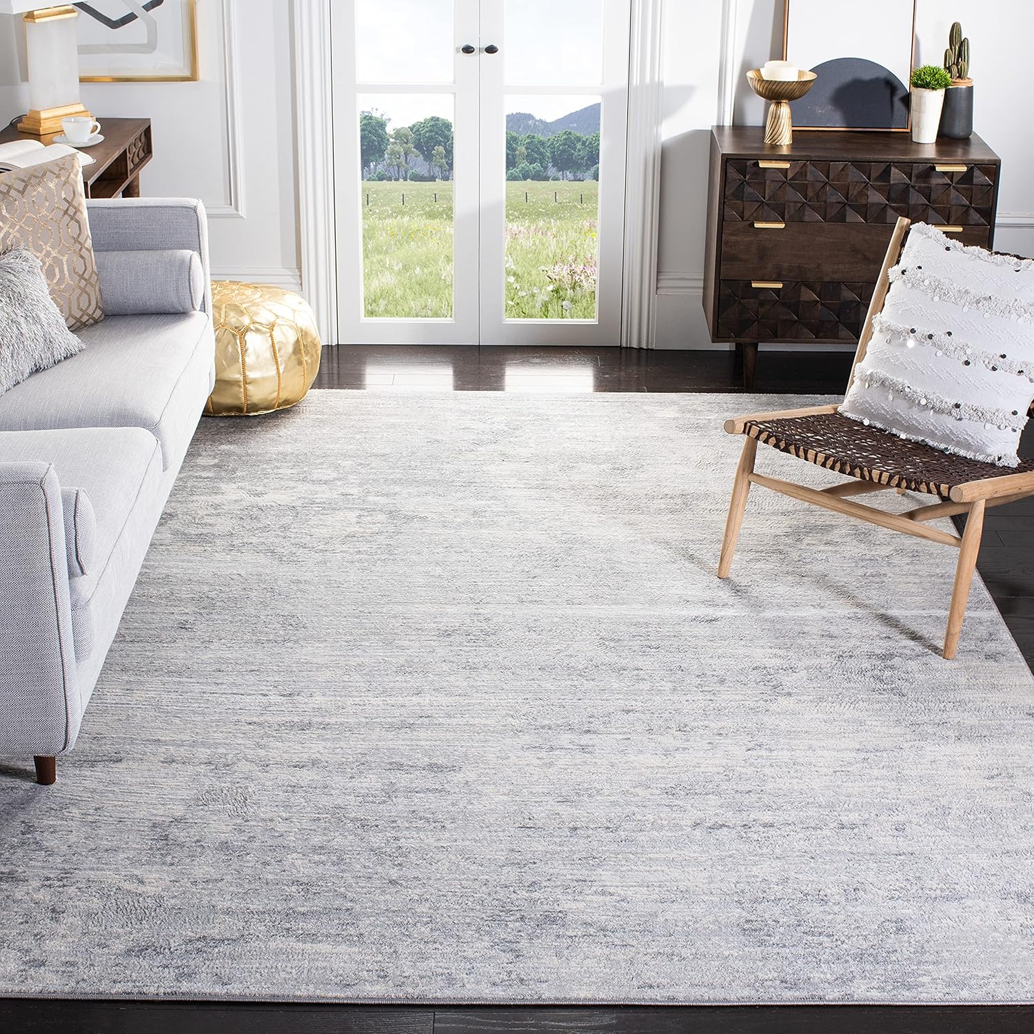 SAFAVIEH Brentwood Collection Area Rug - 9' x 12', Ivory & Grey, Modern Abstract Design, Non-Shedding & Easy Care, Ideal for High Traffic Areas in Living Room, Bedroom (BNT822A)