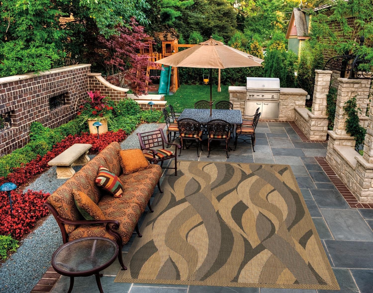 Couristan Recife Seagrass Rug, 7-Feet 6-Inch by 10-Feet 9-Inch, Natural/Black