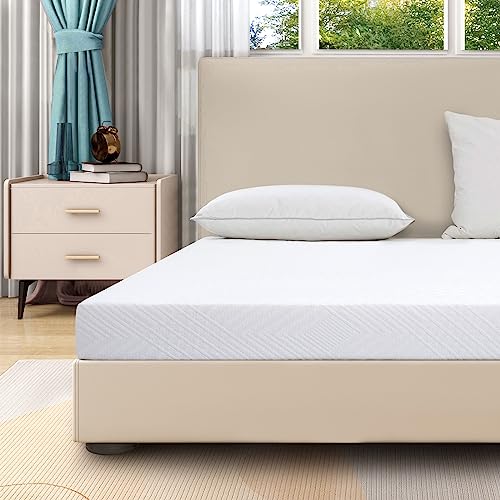 Maxspeed EGO White 10 Inch Twin Memory Foam Mattress, Cooling Gel Green Tea Mattress Bed in a Box, CertiPUR-US Certified, Fiberglass Free, Kids Mattress for Bunk Bed, Medium Firm