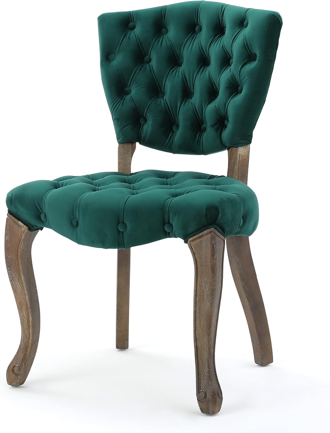 Christopher Knight Home Bates Tufted Velvet Fabric Dining Chairs, 2-Pcs Set, Dark Green