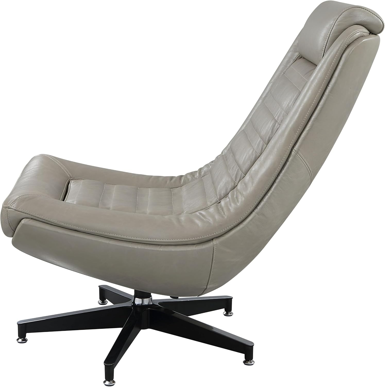 Acme Piran Top Grain Leather Accent Chair with Swivel in Twilight Gray