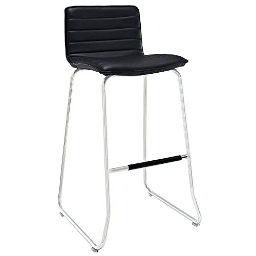 Modway Dive Modern Ribbed Faux Leather Upholstered Bar Stool in White
