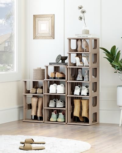 6 Tier Narrow Shoe Rack - Flexible Combination Shoe Rack, Shoe Organizer for Closet Easy to Assemble - Space Saving for Entryway, Bedroom or Hallway