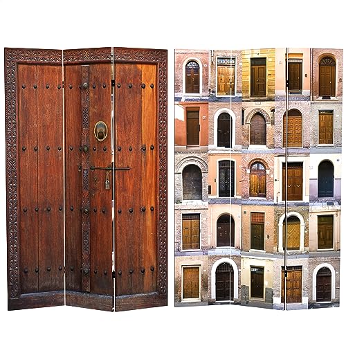 Oriental Furniture 6 ft. Tall Double Sided Doors Canvas Room Divider 4 Panel