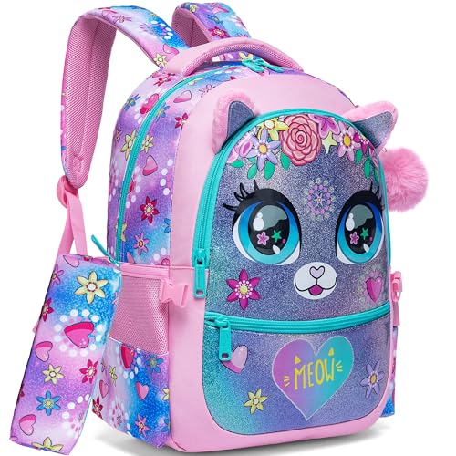 Meetbelify Backpacks for Girls School Bag Cute Girls Backpacks Ages 8-10 Kids Bookbag Set Travel Backpack for Preschool Kindergarten Elementary Students Backpack to School Supplies