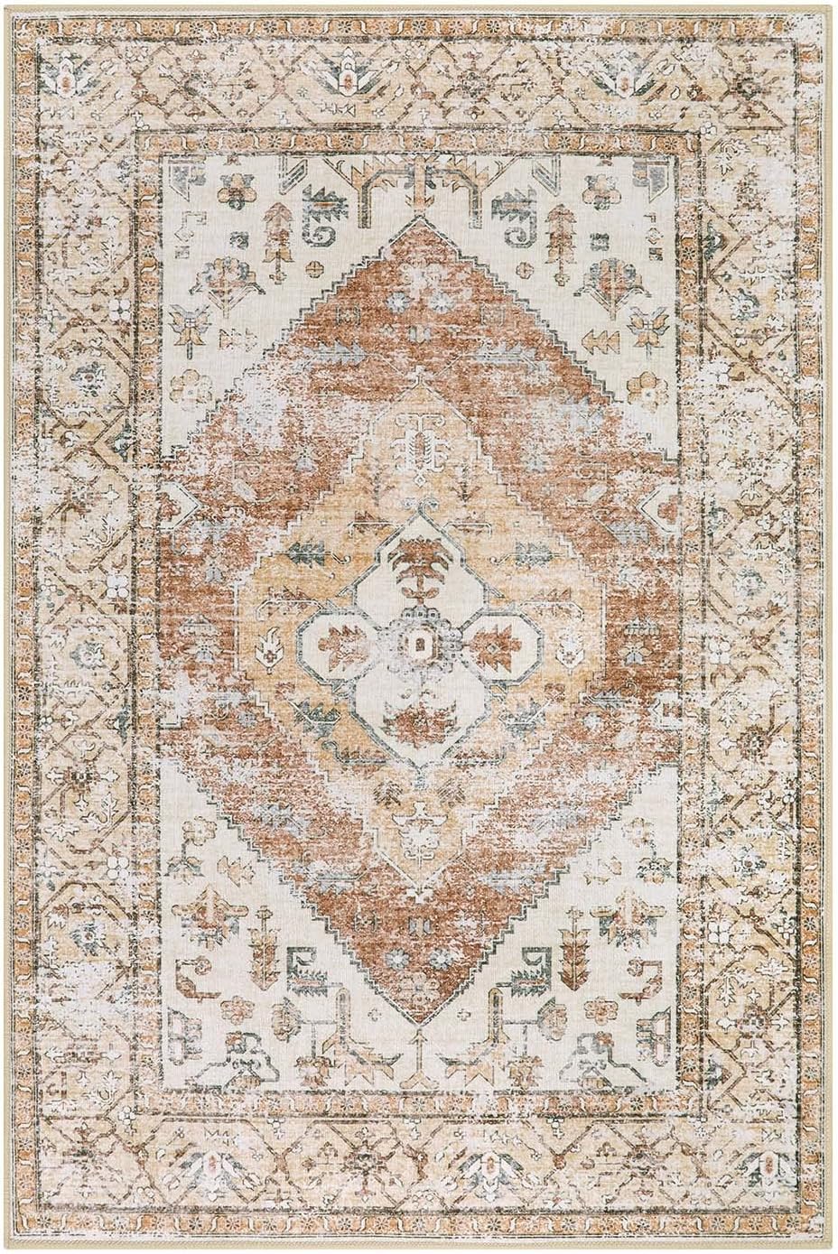 Lahome Boho Kitchen Rugs Washable - 2x3 Small Non-Slip Entry Rugs for Inside House Oriental Throw Area Rugs for Bedroom Accent Distressed Floor Doormat Carpet for Bathroom Entryway Laundry Living Room