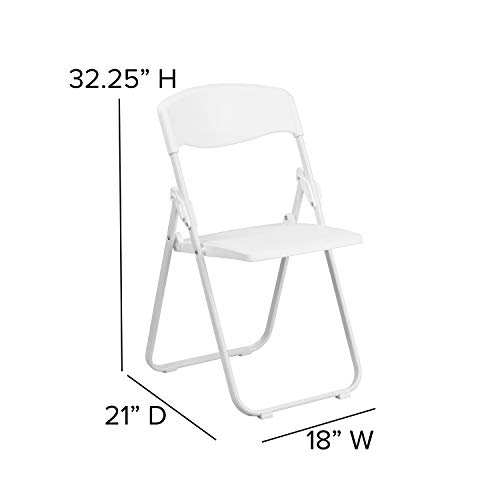 Flash Furniture HERCULES Series 500 lb. Capacity Heavy Duty White Plastic Folding Chair with Built-in Ganging Brackets