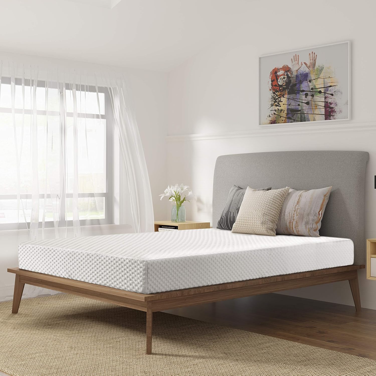 Twin Mattress, 8 inch Gel Memory Foam Mattress in a Box,Bed Mattress Medium Firm Foam Twin Size Mattress,Three-Dimensional Knit Twin Size Mattress White 75
