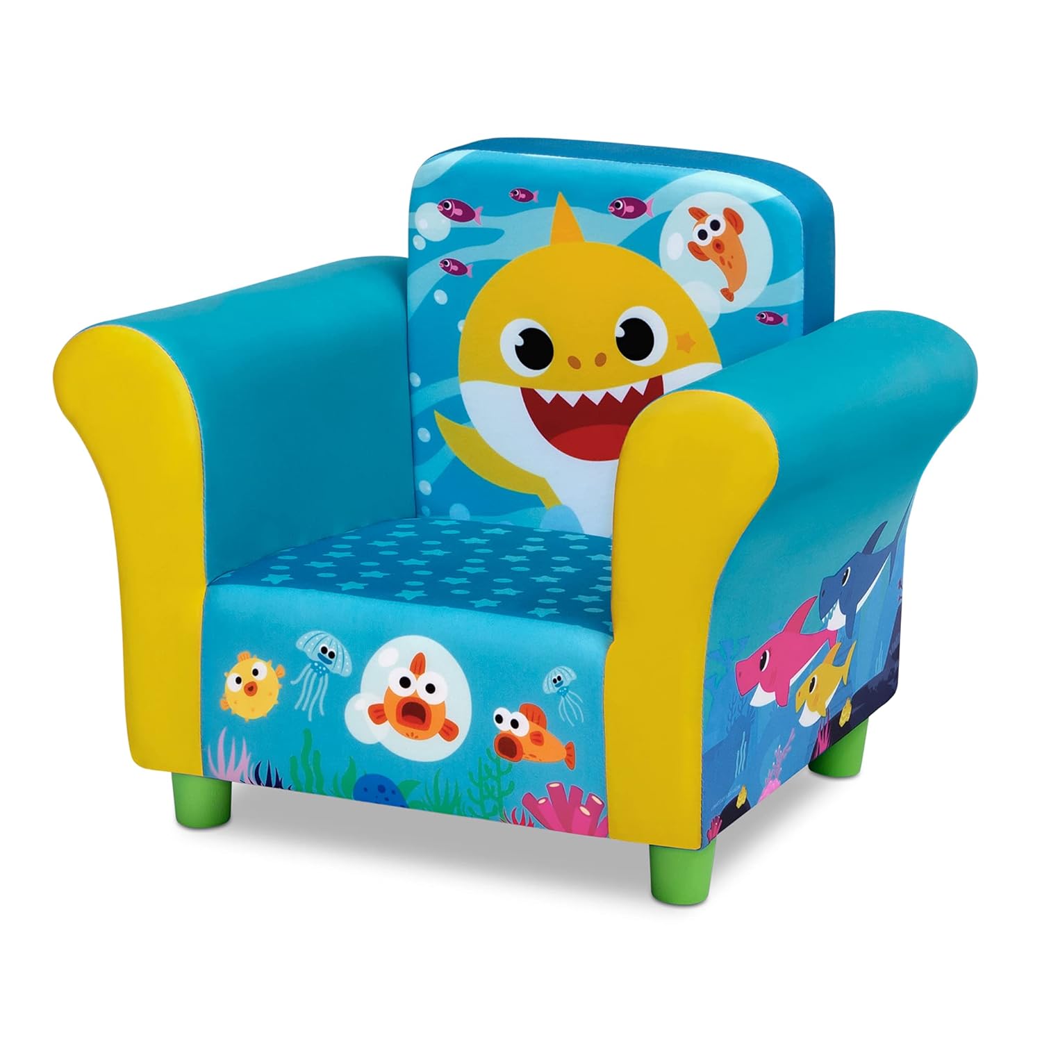 Delta Children Upholstered Chair, Baby Shark & Figural Upholstered Kids Chair, Wood,Disney Mickey Mouse