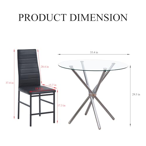 5PCS Glass Dining Table Set for 4, 35