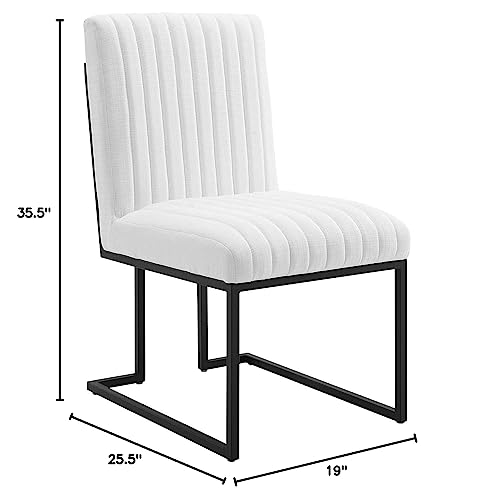 Modway Indulge Channel Tufted Fabric Counter-Height Bar Stools in White - Set of 2