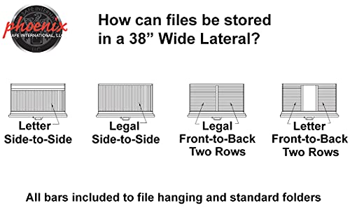 Phoenix Lateral 31 inch 2-Drawer Fireproof File Cabinet with Key Lock, Water Seal, Black, LAT2W31B