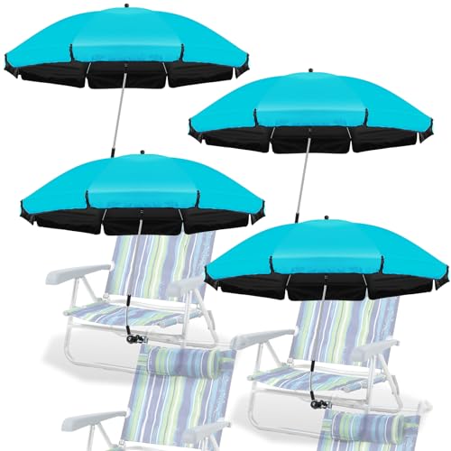 4 Pcs Chair Umbrella 41.7in with Clamp, UV Protection Universal Adjustable Sunshade Umbrella, Portable Clamp Umbrella for Outdoor, Camping Chairs, Beach Chairs, Golf Carts, No Chair(Navy Blue)