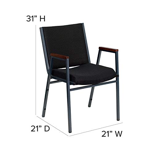 Flash Furniture HERCULES Series Heavy Duty Gray Fabric Stack Chair with Arms and Ganging Bracket