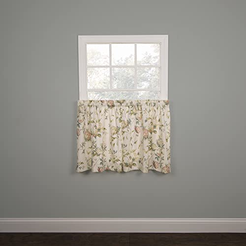 Ellis Curtain Abigail Design Printed Room Darkening Window Rod Pocket Pair Set with 2 Tiers - 2-Piece - 56x24, Multi