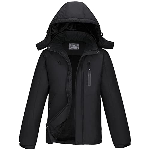 CAMEL CROWN Men's Mountain Waterproof Ski Jackets Warm Winter Snow Coat with Detachable Hood Windproof Rain Jacket