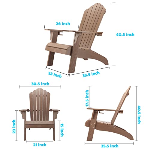 Oversized Adirondack Chair Weather Resistant,Plastic Adirondack Chair with Cup Holder, Comfortable Easy to Assemble & Maintain, Outdoor Chair for Patio, Backyard Deck, Fire Pit Lawn Porch (Black)