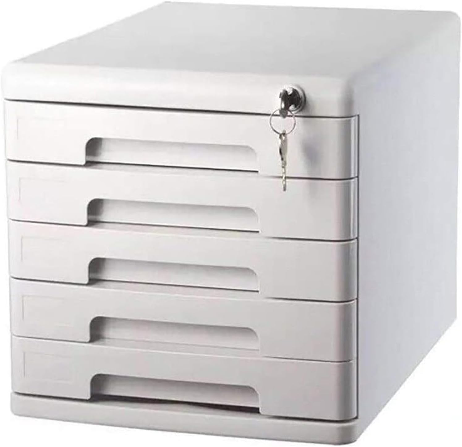 File Cabinet Desktop File Cabinet, Office Storage Box with Lock/Blank Label, 5-Layer Drawer Storage Organization