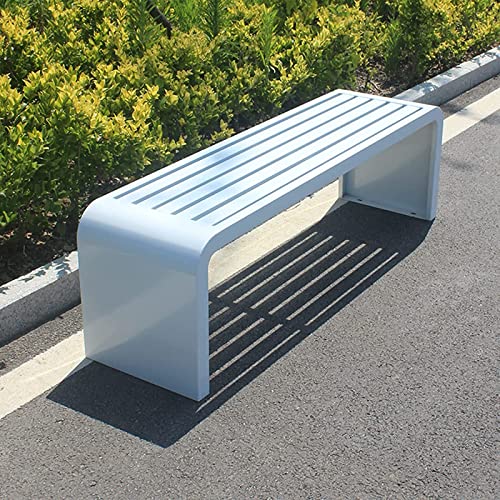 QQXX Steel Frame Outdoor Bench,Outdoor Benches Weatherproof,Outdoor Metal Bench Potting Benches,Premium Outside Bench Seat Park Bench Patio Bench Garden Bench(39.3x15.8x17.8inch, White)