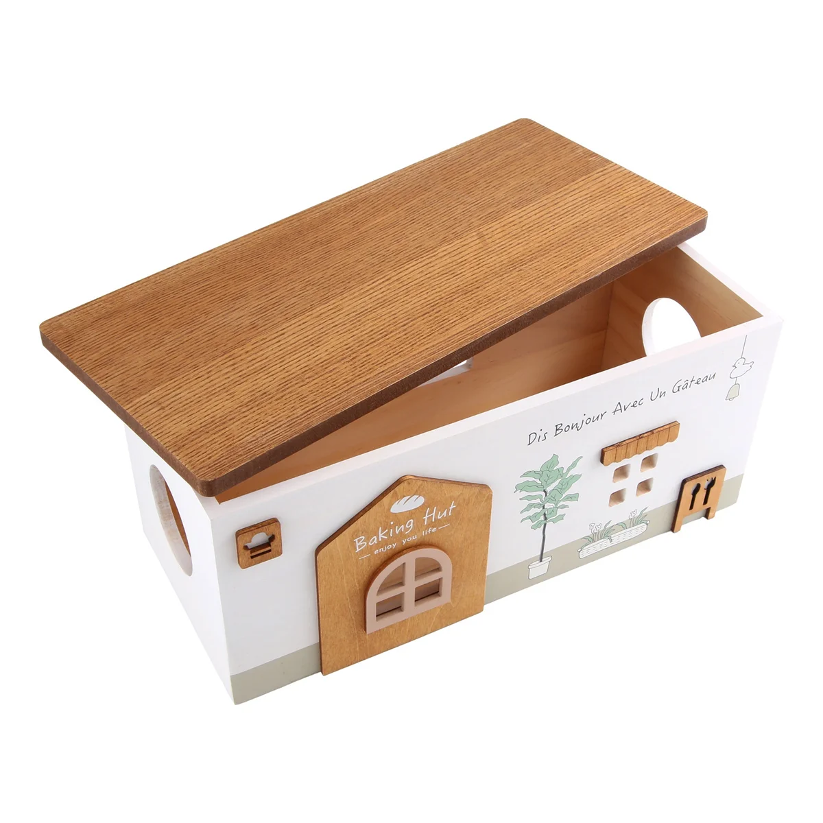 Cable Management Box, Wood Extension Cord Organizer, Handmade Power Strip Box for TV Computer Wire USB Hub System